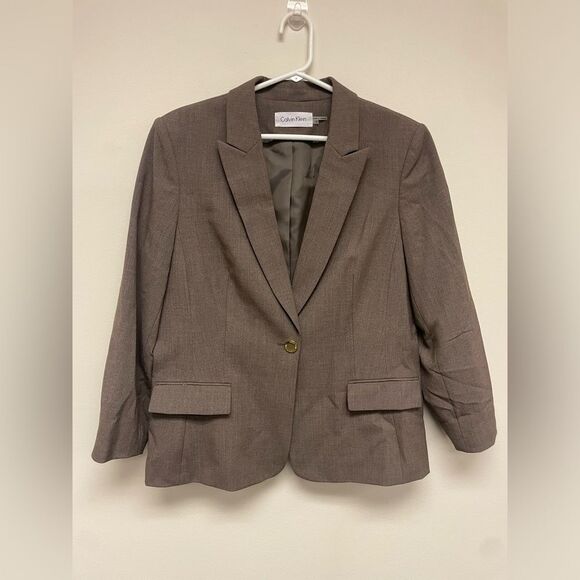 Calvin Klein Brown Structured Blazer - Picture 1 of 6